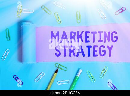 Handwriting text Marketing Strategy. Conceptual photo Scheme on How to Lay out Products Services Business Stock Photo