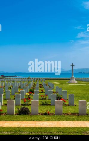 Suda Bay,Crete/Greece- The Suda Bay War Cemetery is a military cemetery which contains burials from both World War I and  World War II. Stock Photo