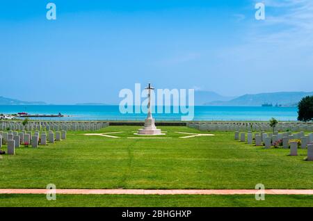 Suda Bay,Crete/Greece- The Suda Bay War Cemetery is a military cemetery which contains burials from both World War I and  World War II. Stock Photo