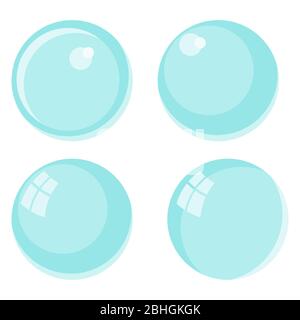Flat vector Flying bubbles of soap suds. Underwater gas flow in water. Stock Vector