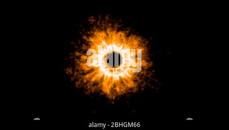 Abstract particle Circular Flame Shockwave effect and Bright glowing fire explosion Stock Photo