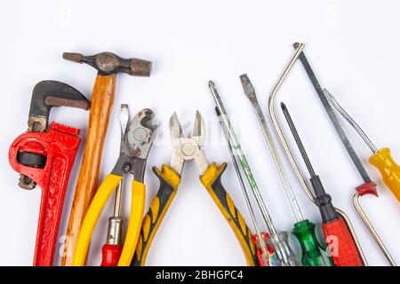 Many Tools on white background Stock Photo