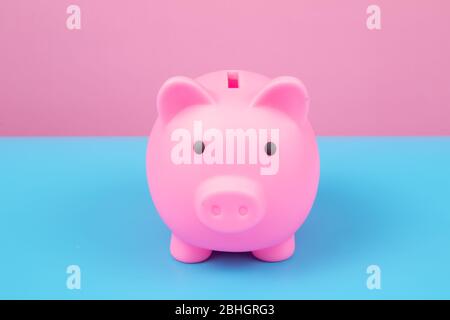 Pink Piggy bank on harmony background. Stock Photo