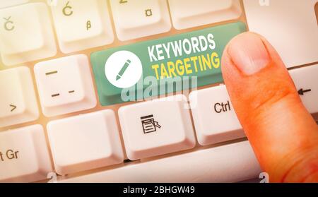 Handwriting text Keywords Targeting. Conceptual photo Use Relevant Words to get High Ranking in Search Engines Stock Photo