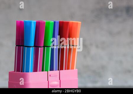 colored markers isolated on the white background Stock Photo