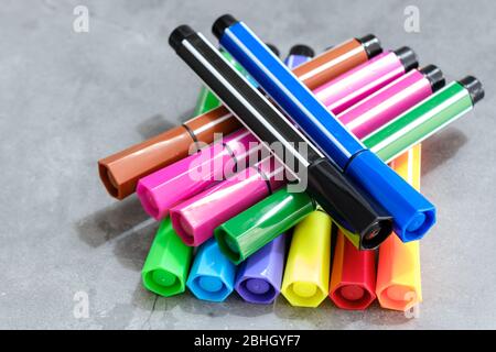 colored markers isolated on the white background Stock Photo