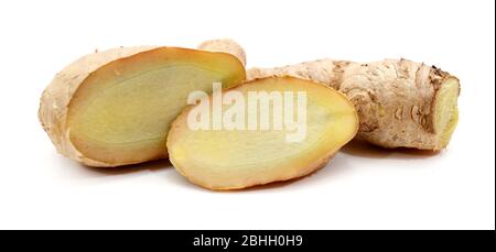 Close-up Of Ginger Over White Background Stock Photo