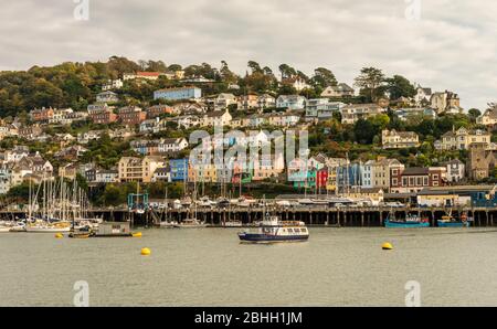 View of Kingswear, seen from over the River Dart estuary at Dartmouth, Devon, England, UK. Stock Photo