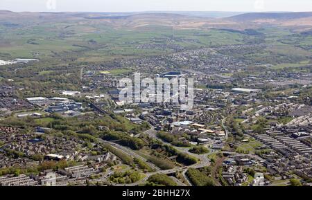 aerial view of Burnley, Lancashire, UK Stock Photo