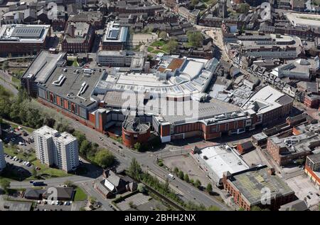 aerial view of The Grand Arcade Shopping Centre, Wigan, UK Stock Photo