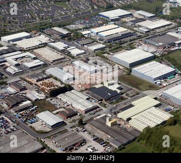 aerial view of part of the Winsford Industrial Estate, Cheshire Stock Photo