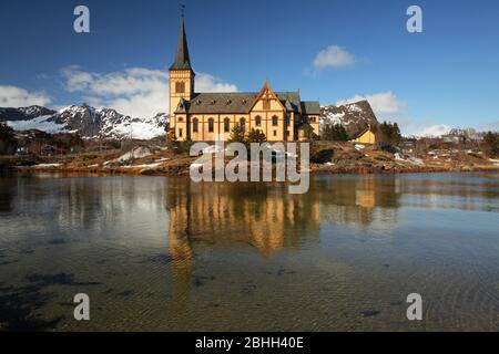 Kabelvag church, Svolvaer in the Lofoten Islands. Stock Photo