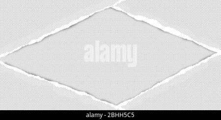 Torn squared white paper in corners are on background with space for text. Vector illustration Stock Vector