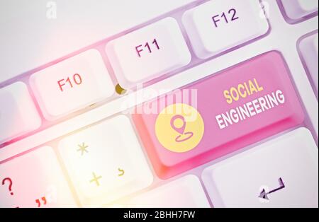Writing note showing Social Engineering. Business concept for Psychological Manipulation Gain Access thru Fraud Stock Photo