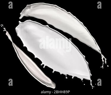 splendid white paint splash isolated on black background Stock Photo