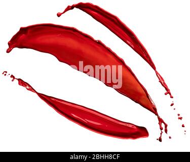 beautiful splashes of red paint isolated on white background Stock Photo