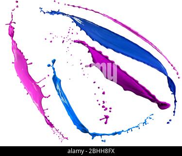 splendid different colors paint splash isolated on black background Stock Photo