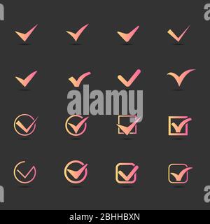 Colorful gradient Checkmark Icons Stock Vector