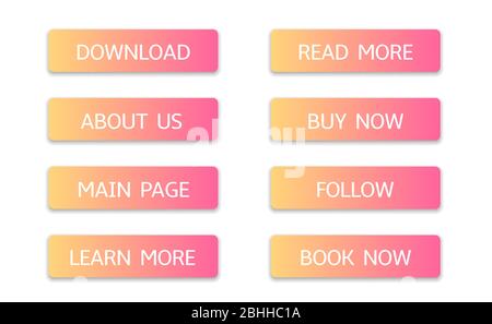Colorful gradient button icons Stock Vector