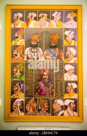 Jodhpur/ India 18 March 2019 Portrait of a most eminent rulers of the Medieval Rajasthan Inside The Museum at Mehrangarh Fort in Jodhpur Rajasthan Ind Stock Photo