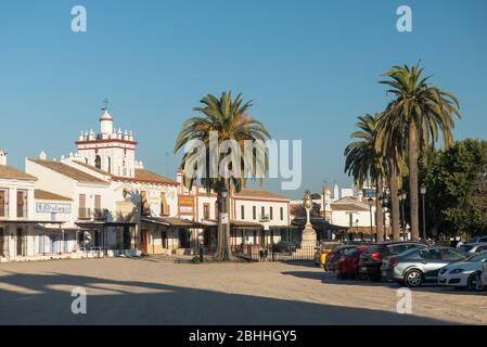Huelva Province in Spain: the town of El Rocio on the Donana Natural Park Stock Photo
