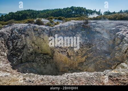 Crater, Wai-O-Tapu Thermal Wonderland, Taupo Volcanic Zone, Waikato Region, North Island, New Zealand Stock Photo