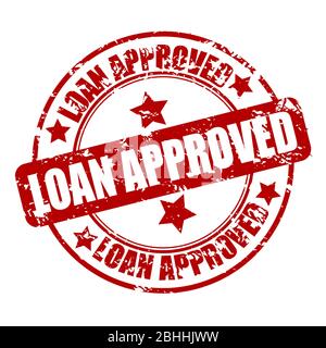 Loan approved rubber stamp isolated on white. Approved loan to car or house, grunge vintage ink round, certified stamp. Vector illustration Stock Vector