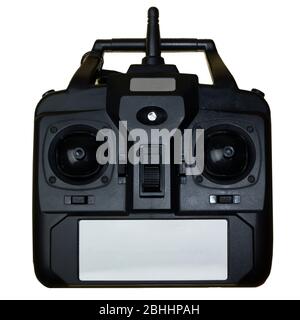 Radio Remote Control for RC car, boat, airplane, helicopter, drone isolated on white. Stock Photo