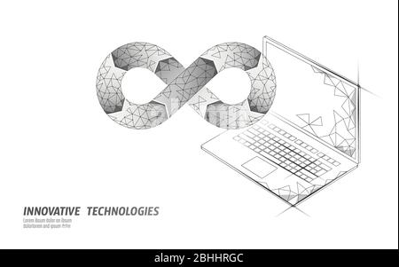 Devops software development operations infinity symbol. Programmer administration system life cycle quality. Coding building testing release Stock Vector