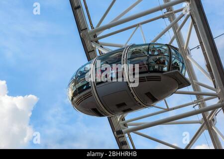 The Shell Centro, London Eye  and the Thames river with blue sky in UK Stock Photo