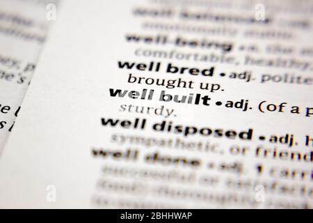 Word or phrase well built in a dictionary. Stock Photo