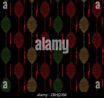 seamless colorful embroidery design pattern black background Stock Photo