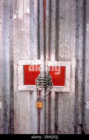 secure metal gate with copy space Stock Photo