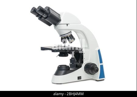 microscope isolated on white background, science and technology concept Stock Photo