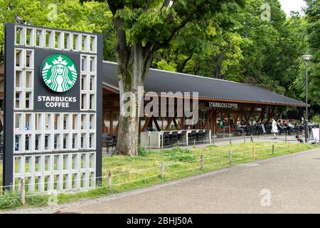 Tokyo, Japan- May 2, 2019 - Starbucks coffee cafe located at Ueno park, Tokyo, Japan Stock Photo