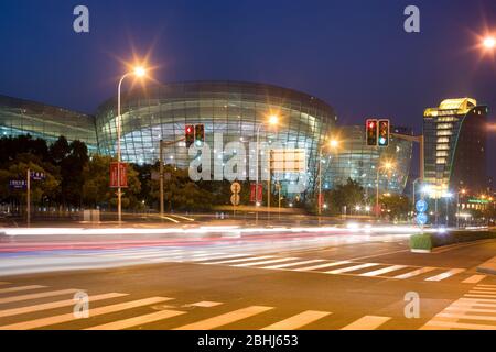 Pudong, Shanghai, China, Asia - Shanghai Oriental Art Center, designed by architect Paul Andreu in the intersection of Century Aven Stock Photo