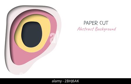 Abstract vector background in paper cut style with shadows and copy space for text. Paper art in trendy colors with layers, shape of waves. Realistic Stock Vector