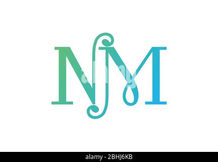 Nm logo monogram emblem style with crown shape Vector Image