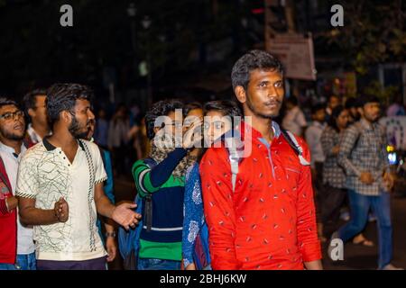 Students of Jadavpur University against fascist and barbaric acts of Delhi Police on Jamia Milia University and Aligarh Muslim University Stock Photo