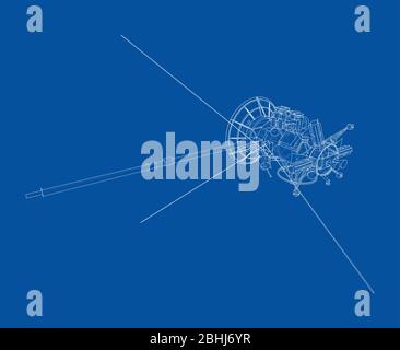 Communication satellite concept outline. Vector Stock Vector
