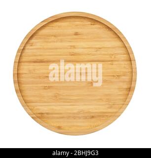 Wooden tray isolated on white background Close up. Stock Photo