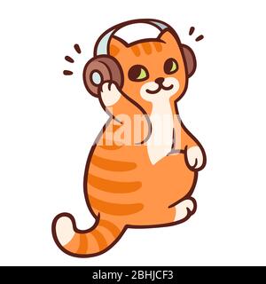 Cool art of cat with headphone music Royalty Free Vector