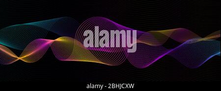 Linear bright background. Vector illustration. Abstract futuristic background with dynamic linear waves Stock Vector