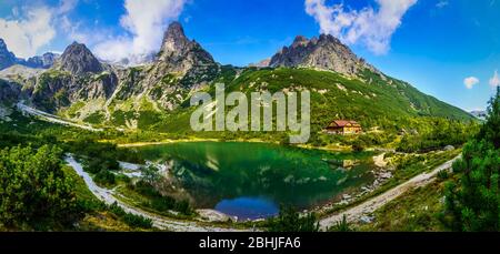 Mountain cottage at the Zelene pleso (Green lake), Slovakia Stock Photo