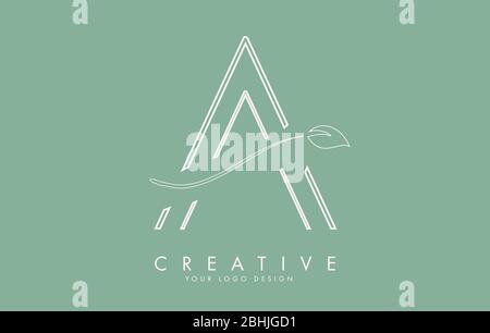 Leaf Letters AA A Logo Design with Green Leaves on a Branch. Letters AA ...