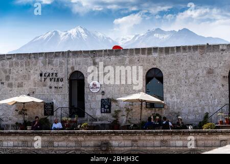 Arequipa city and the Chachani volcano, Peru,South America. Stock Photo