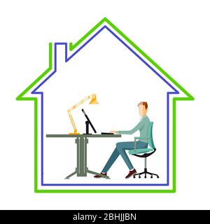 Work from home. - vector illustration Stock Vector