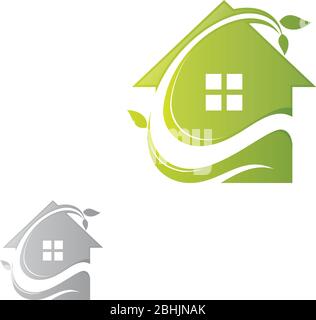 Illustration vector of a nature house for your best business symbol. Eco Friendly house icon. Green home art symbol. Vector illustration EPS.8 EPS.10 Stock Vector