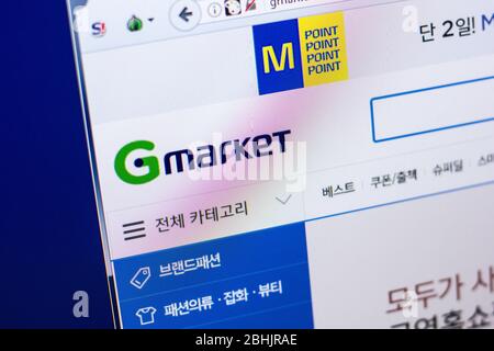 Ryazan, Russia - April 29, 2018: Homepage of Gmarket website on the display of PC, url - Gmarket Stock Photo