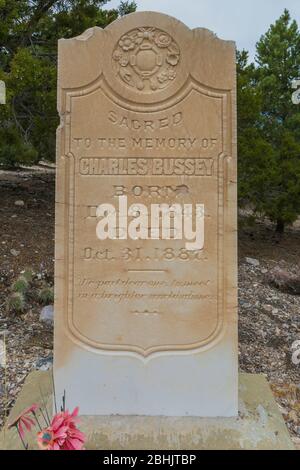 Cemetery in the old ghost town of Osceola, once a thriving mining boomtown, Nevada, USA Stock Photo